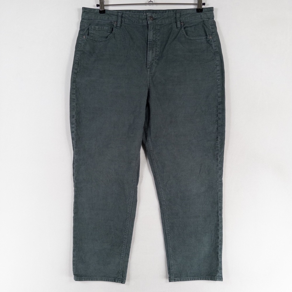 American Eagle Pants Womens 18 Regular Green Corduroy Tapered High Rise Casual